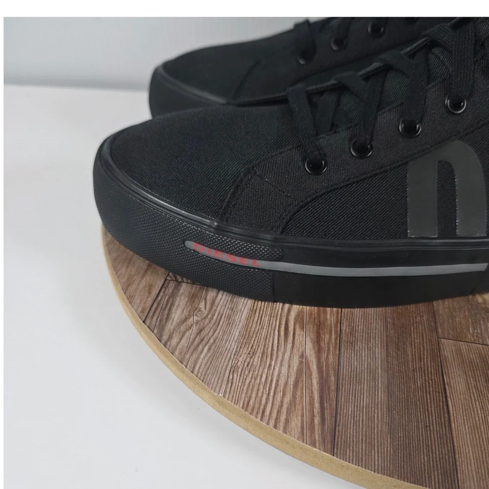 Diesel S-Dese Mid Cut Shoes Mens 12.5 Black Canvas High Top Sneakers Y01994